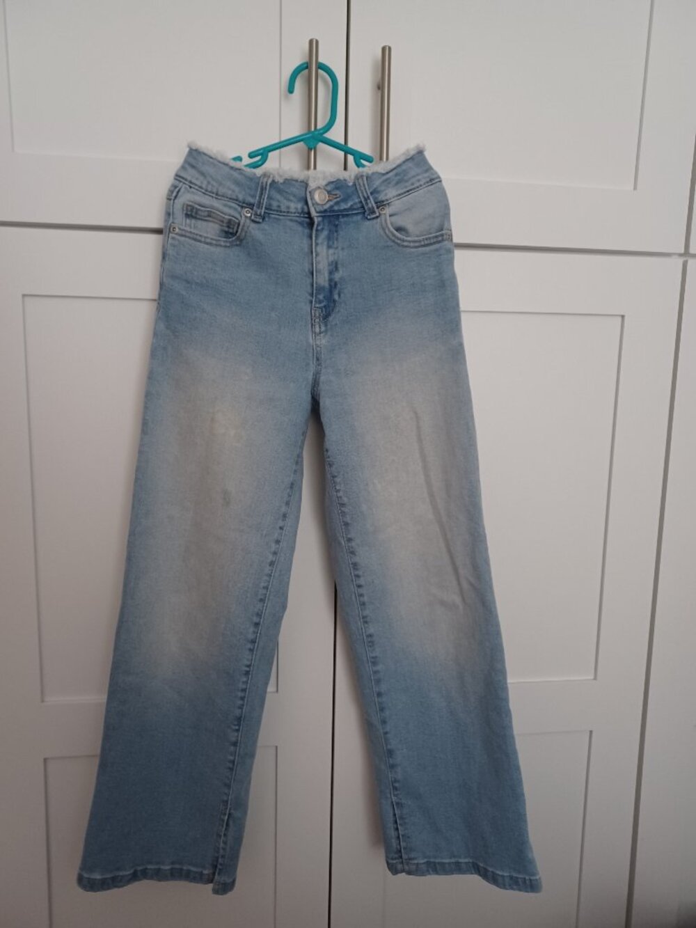 Evsie wide leg adjustable light blue jeans